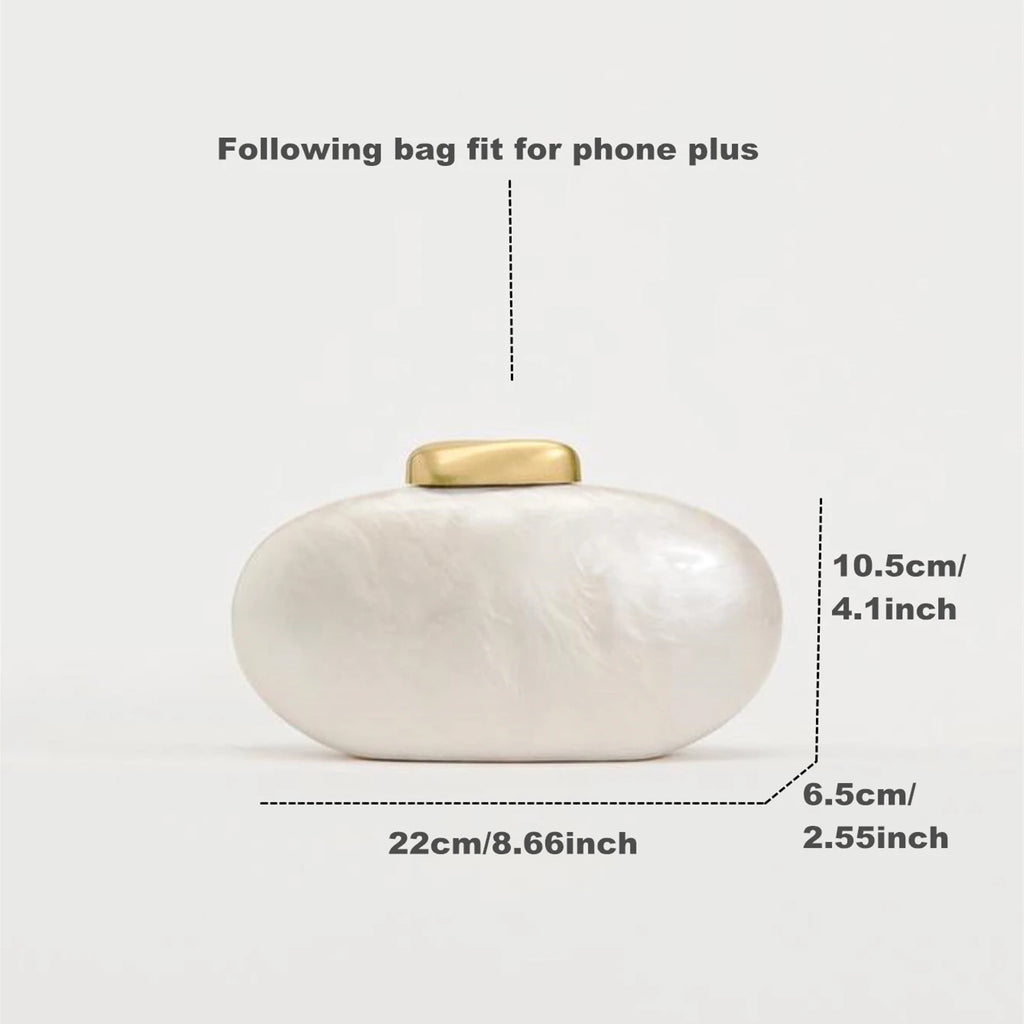 Egg shape Clutch Bag Acrylic purse women wedding evening party cute ivory pearl color purse handbag summer new 2024