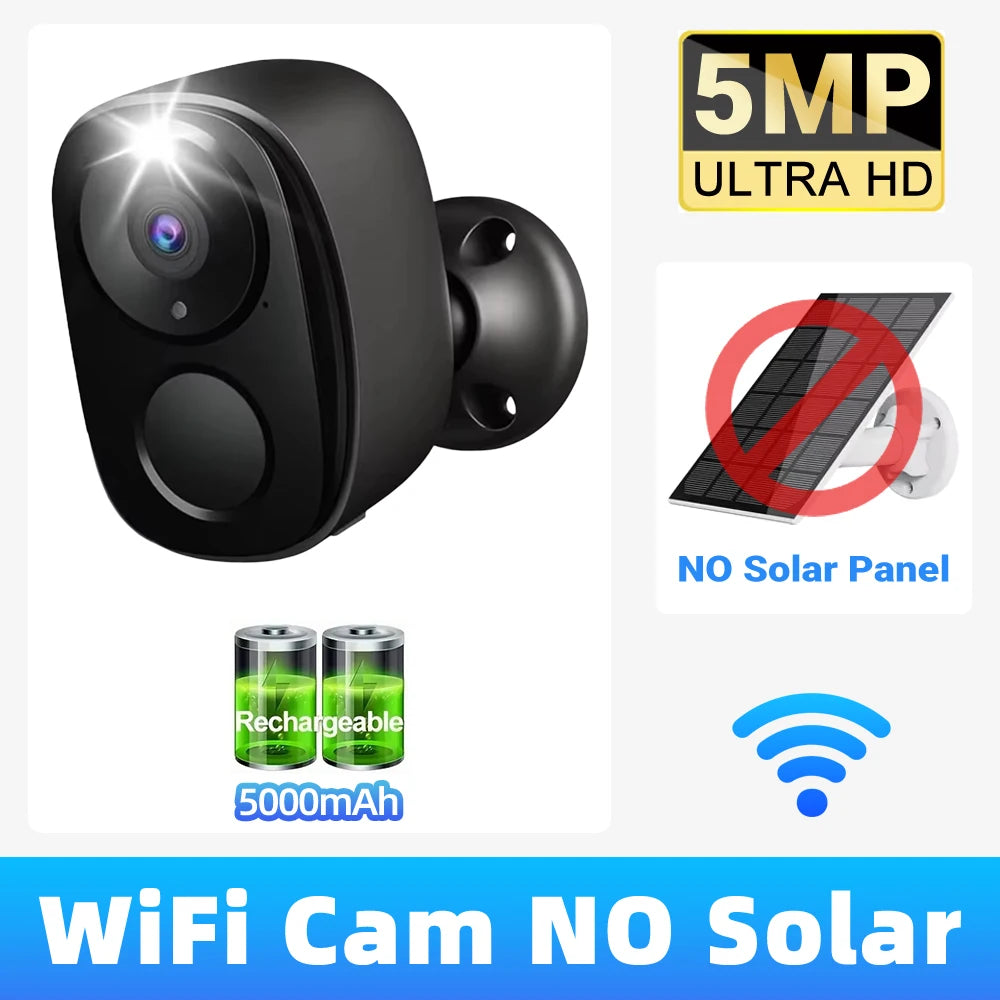 Caméra de sécurité solaire 4G 5MP WiFi 2,4G sans fil extérieure vision nocturne couleur alimentée par batterie support PIR étanche audio bidirectionnel