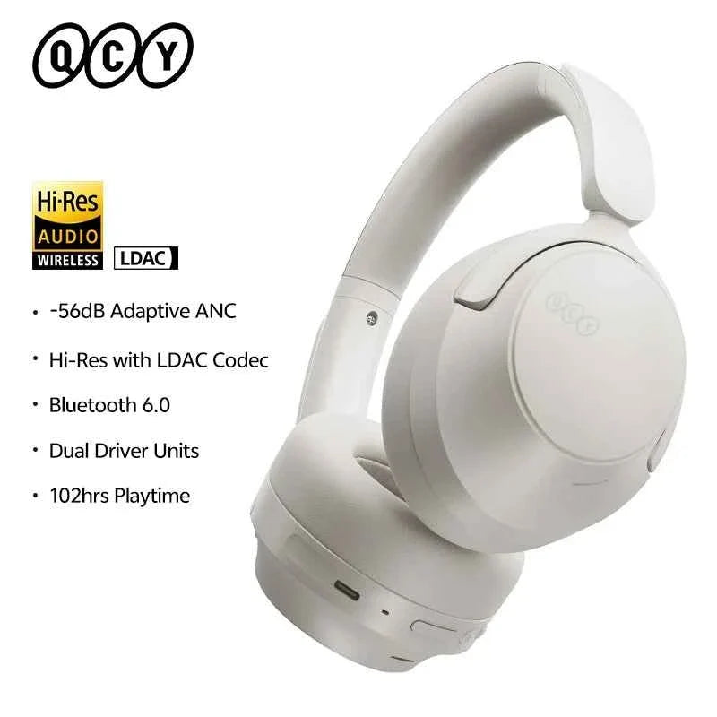 QCY H3S -56dB Adaptive ANC Over Ear Headphone Hi-Res LDAC Spatial Sound Wireless Earphone Bluetooth 6.0 Dual Driver 102H Headset - Maliame Store