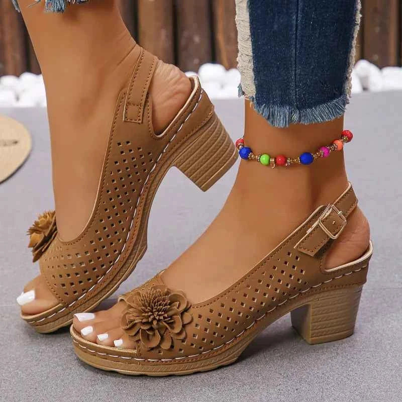 Women's Comfortable High Heels Sandals - 2025 Summer Classic Retro Slip-on Lightweight Breathable Non-slip Sandals for Women - Maliame Store