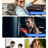 Auriculares de conducción ósea Shokz OpenFit Air Bass: auriculares Bluetooth de oído abierto con sonido HiFi para control deportivo, TWS.