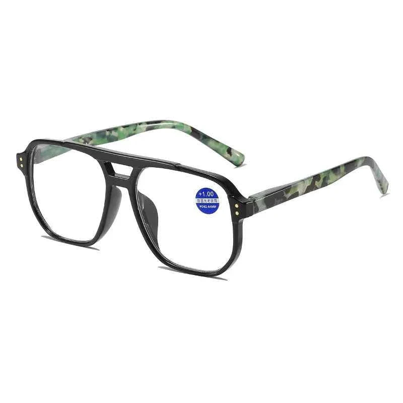 New Fashionable Reading Glasses Men with Spring Legs and No Facial Clamping Design Anti Blue Light Presbyopia Hyperopia Eyeglass - Maliame Store