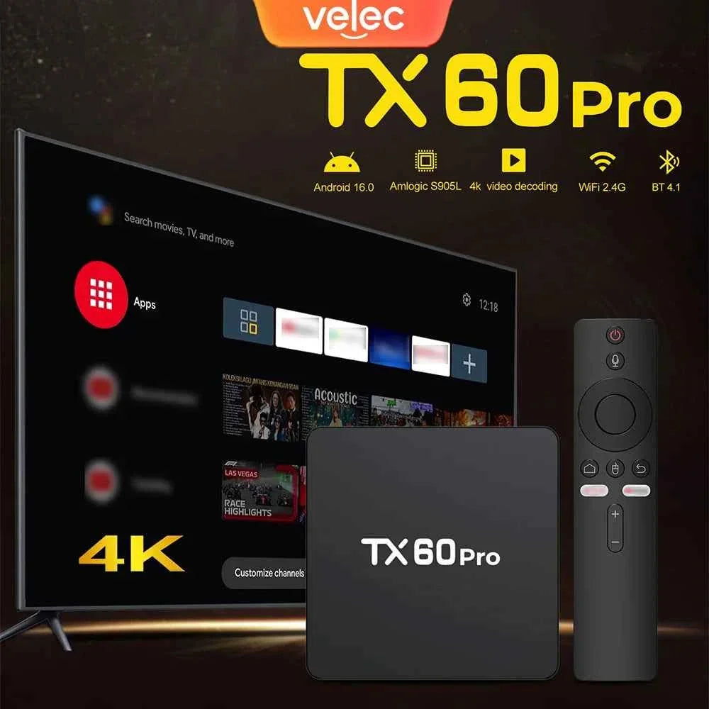Velec Smart TV Box Android 16 16+256GB 4K Video Decoding High-End Streaming with Dual-Band WiFi Home Entertainment Media Player - Maliame Store