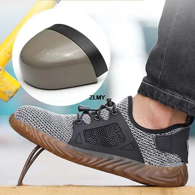 Mesh Safety Shoes Men Summer Steel Toe Work Shoes Puncture Proof Anti-smash Work Safety Boots Man Breathable Security Boots Male