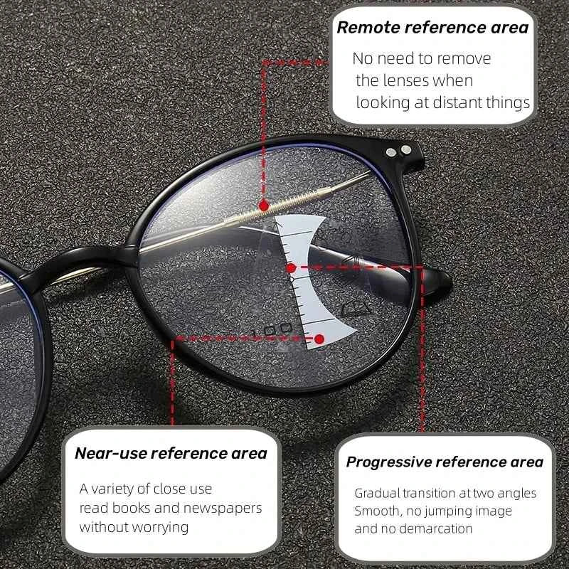 Finished Photochromic Presbyopia Sunglasses Fashion Outdoor Progressive Multifocal Eyeglasses Prescription Hyperopia Eyewear - Maliame Store