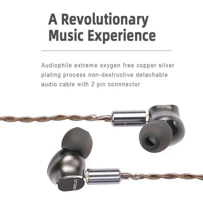 Auriculares USB C de alta resolución UNCJC con DAC: auriculares IEM con cable, micrófono y cable de par trenzado de 2 pines.