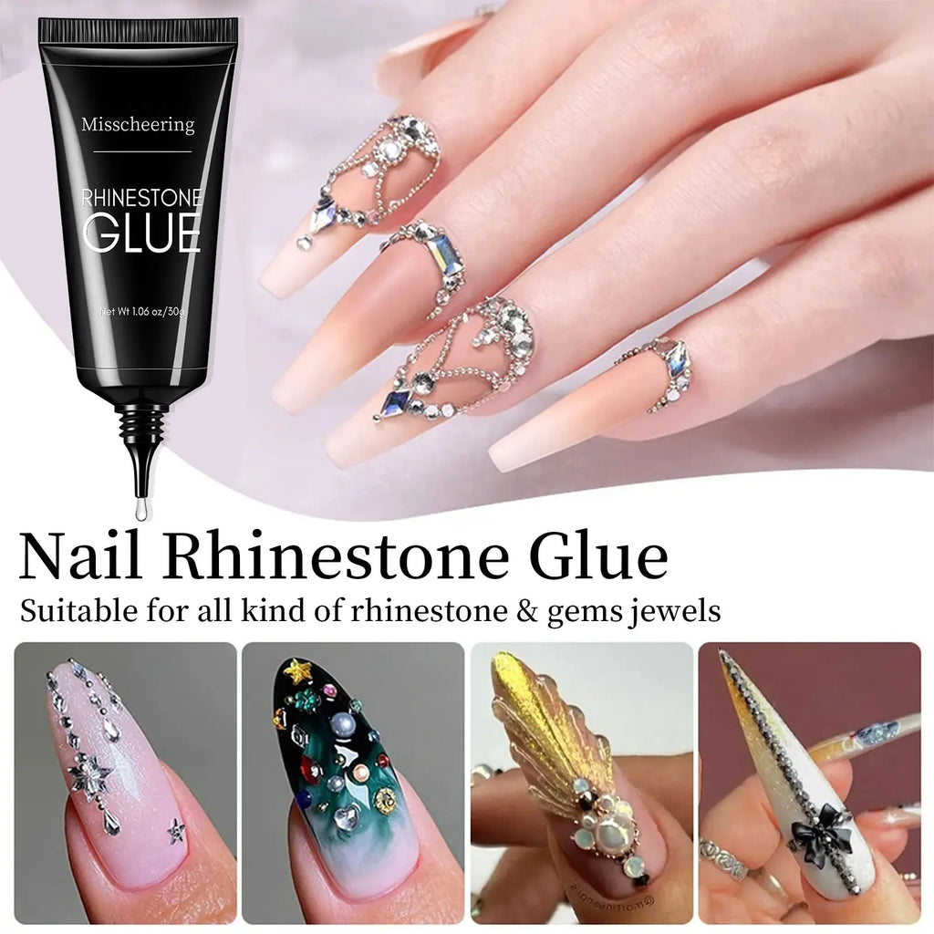 30g Nail Rhinestone Glue for Nails Super Strong Gel Nail Glue for Nail Charm 3D Nails Bling Gel Decoration Gem Nail Art Diamonds - Maliame Store