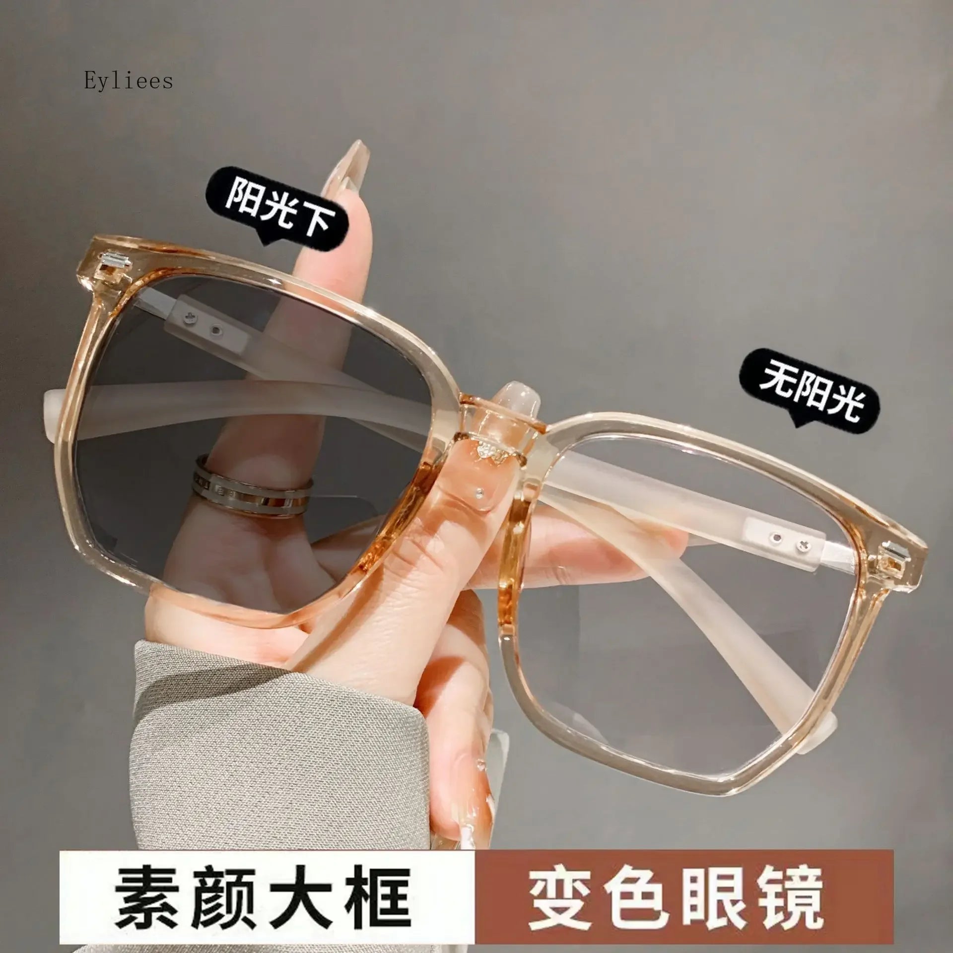 Unisex Anti-UV Photochromic Myopia Glasses Blue Light Blocking Near Sight Eyeglasses Luxury Square Frame Sunglasses for Women - Maliame Store