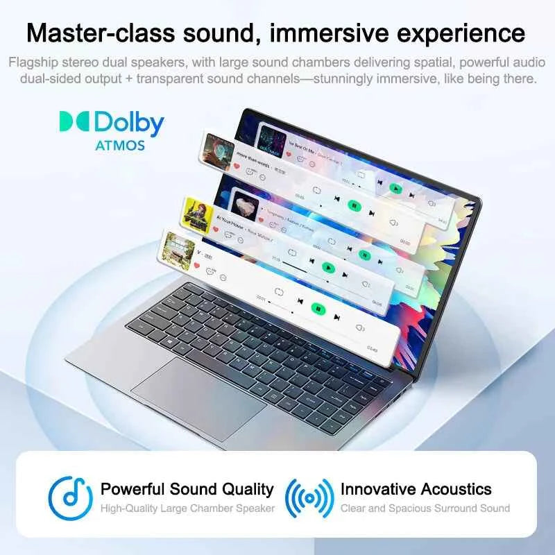 2025 14.1 Inch Slim Laptop Windows 11 Intel Core I9-9900U 32GB DDR4 2TB SSD Gaming Notebook WiFi 6 Office Study Computer PC