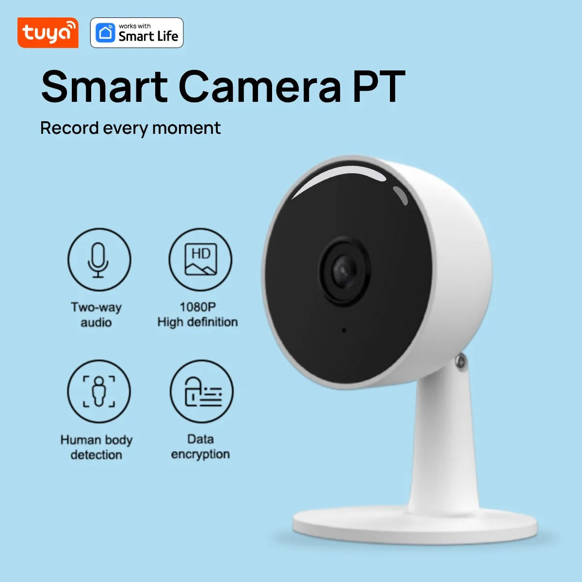 Caméra de sécurité intérieure Tuya Smart 3MP HD pour bébé/personne âgée/animal de compagnie/nourrice, avec alerte APP en temps réel, audio bidirectionnel, détection du corps humain