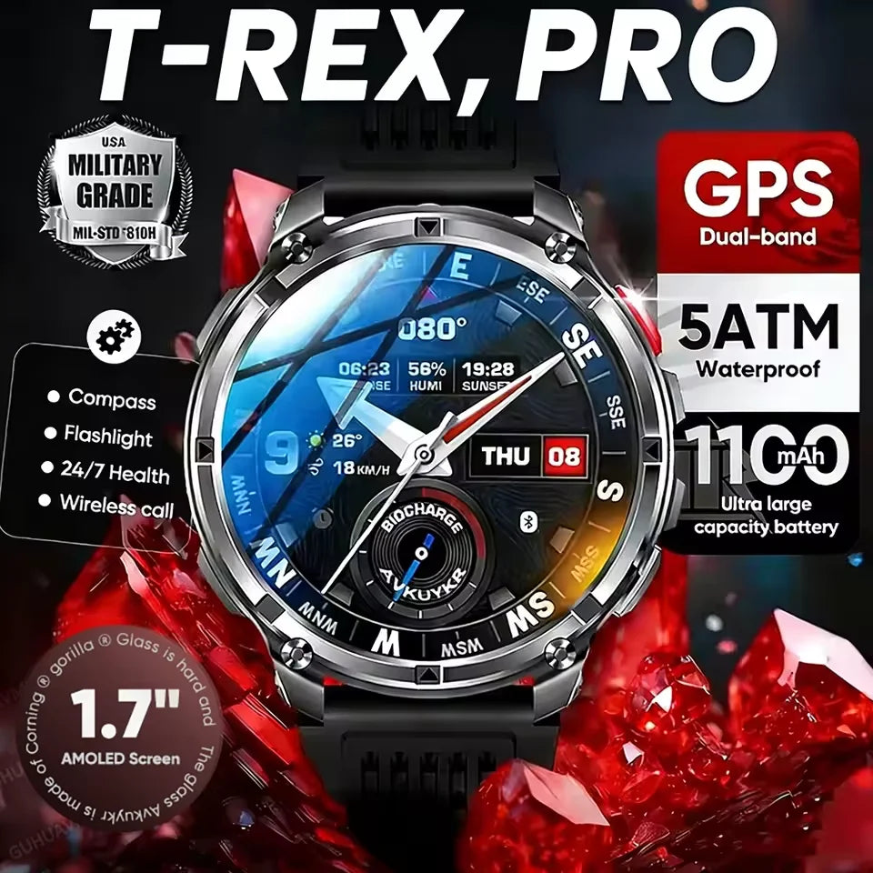 Montre Connectée T-Rex3 Pro – GPS, 5ATM Étanche, Boussole, Batterie 1100mAh, Sport Outdoor