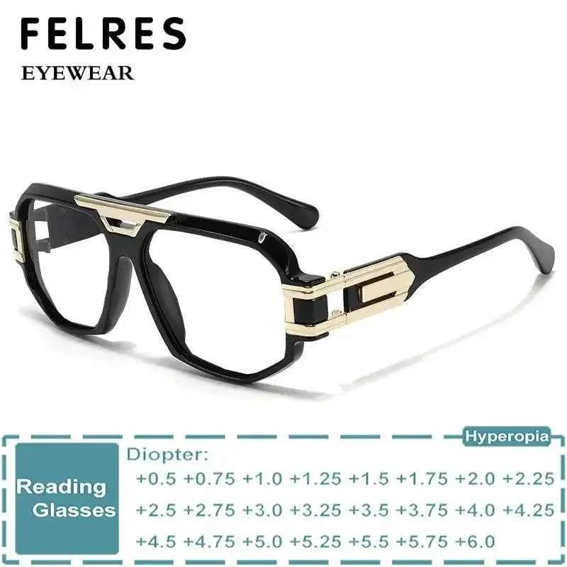Trend Large Frame Pilot Anti Blue Light Reading Glasses Men Women Double Bridge Prescription Glasses Computer Glasses New - Maliame Store
