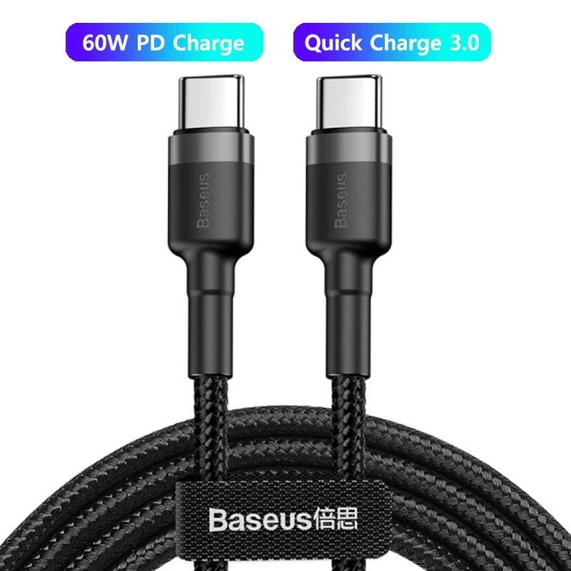 Baseus 100W/5A USB C To USB Type C Cable For iPhone 16 15 PD Fast Charging Charger Cord For Macbook Samsung Xiaomi Type-C Cable - Maliame Store