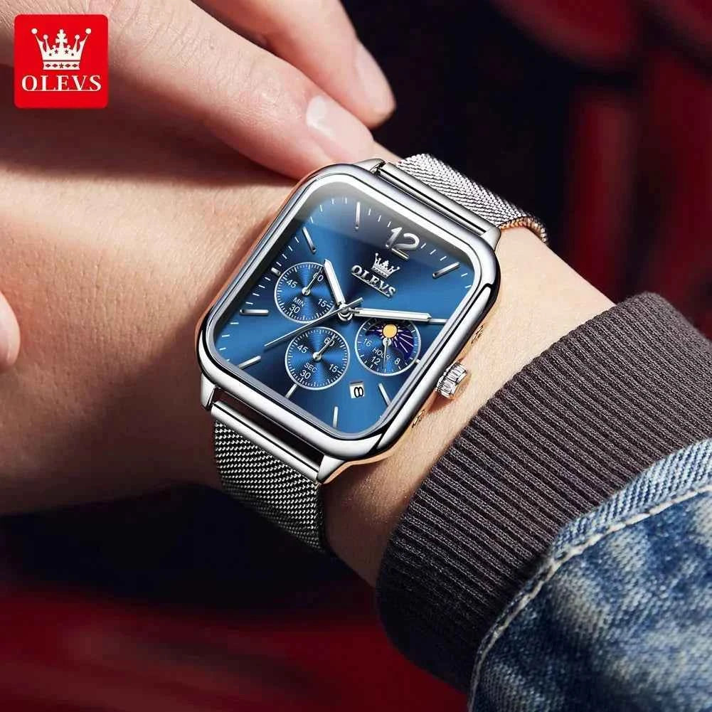 OLEVS Watch For Men Top Brand Luxury Luminous Square Men's Casual Sports Watches Fashion Waterproof Chronograph Reloj Hombre