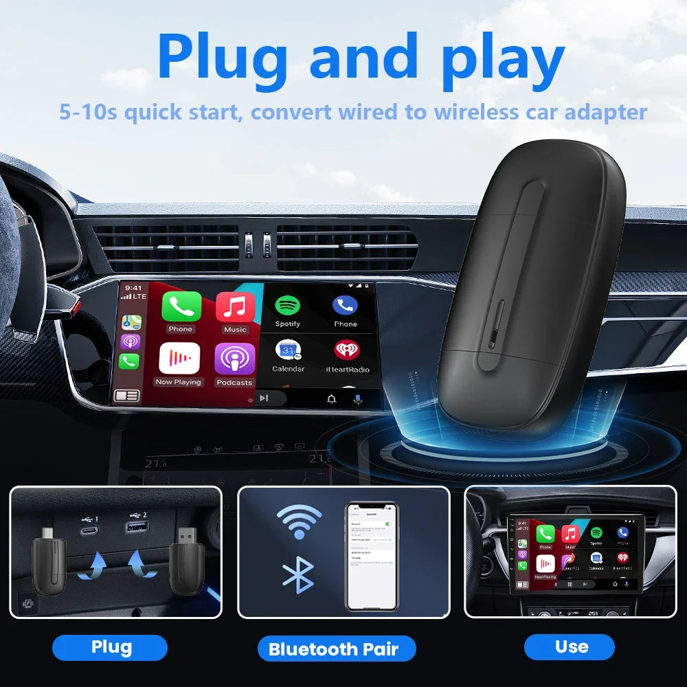 Android Auto Wireless Carplay Type-c USB Bluetooth Wifi Plug and Play 2In1 Dongle For Chevrolet Citroen Buick Cadillac Chery VW - GigaDeals