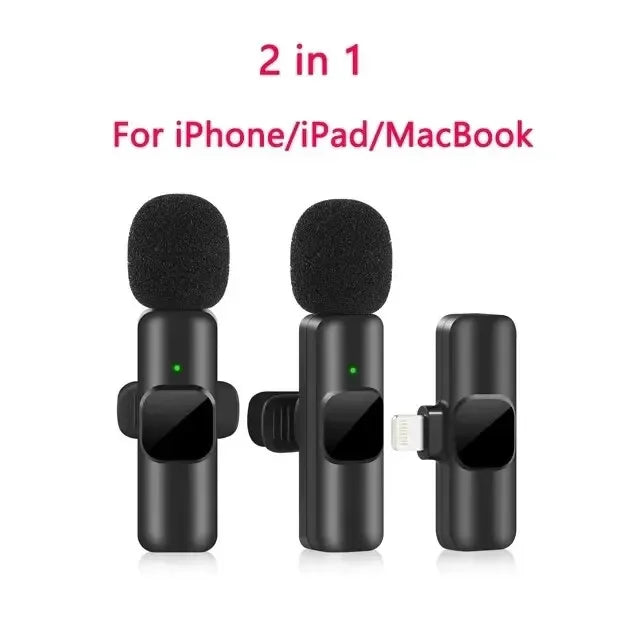 New Wireless Lavalier Microphone Portable Audio Video Recording Mini Mic for iPhone Android Live Broadcast Gaming Phone Mic - Maliame Store
