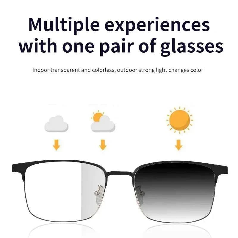 CLLOIO Bluetooth Smart Glasses Myopia Prescription Photochromic Sunglasses for Men and Women Anti Blue Ray Reading Glasses - Maliame Store