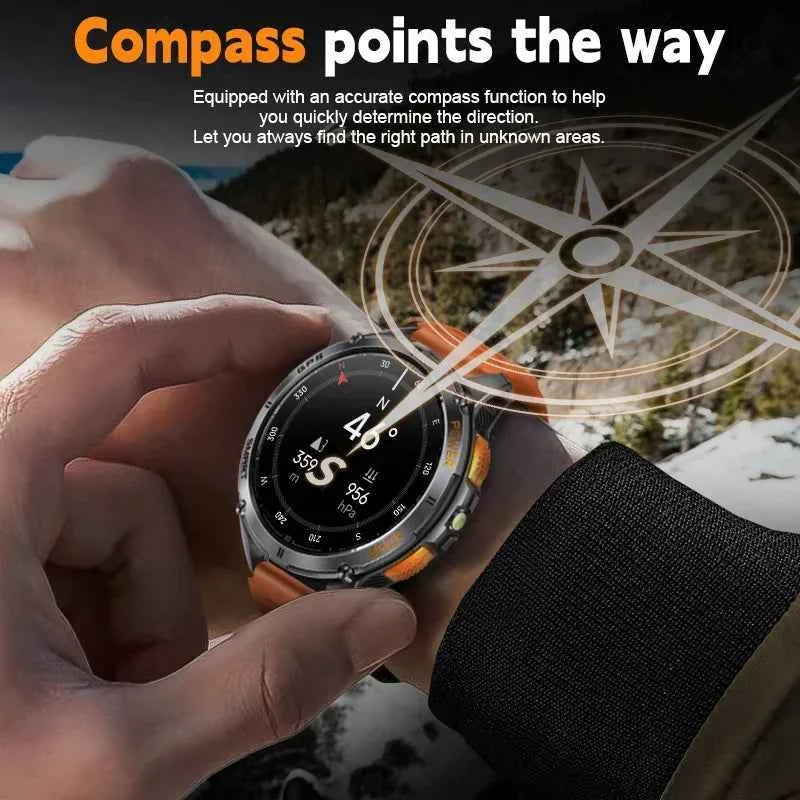 LIGE GPS Smart Watch for Men with Outdoor Altimeter, Barometer, 466*466 AMOLED Screen, LED Flashlight, Compass, and Military Sports Features - Maliame Store
