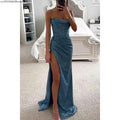 Sexy Off-shoulder Gown Dress Elegant Sequin Maxi Dresses for Evening Party Prom Slip Slim Split Long Canonicals - Maliame Store