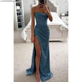 Sexy Off-shoulder Gown Dress Elegant Sequin Maxi Dresses for Evening Party Prom Slip Slim Split Long Canonicals