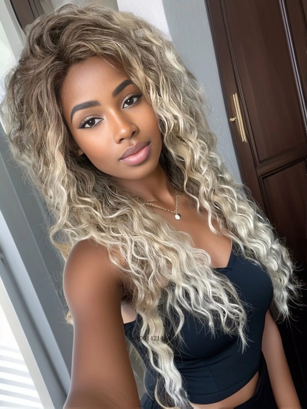 New Ash Blonde Wig Synthetic Long Curly Hair Wigs for Women Fluffy Wave Ombre Wig Costume Carnival Party Regular Cur Wig 26 Inch - Maliame Store