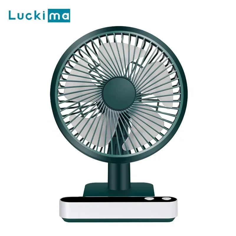 Ventilateur de bureau oscillant rechargeable par USB, 4 vitesses, mini ventilateur de table rafraîchissant de 5000 mAh, tête réglable, ventilateur personnel pour la maison et le bureau