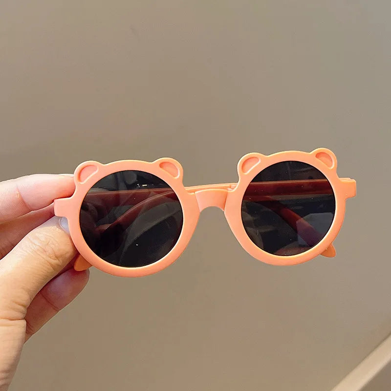 Cute Bear Ear Kids Sunglasses Fashion Foldable Outdoor Boy Girl Anti-UV Eyeglasses Cartoon Funny Glasses Kids Photography Props - Maliame Store