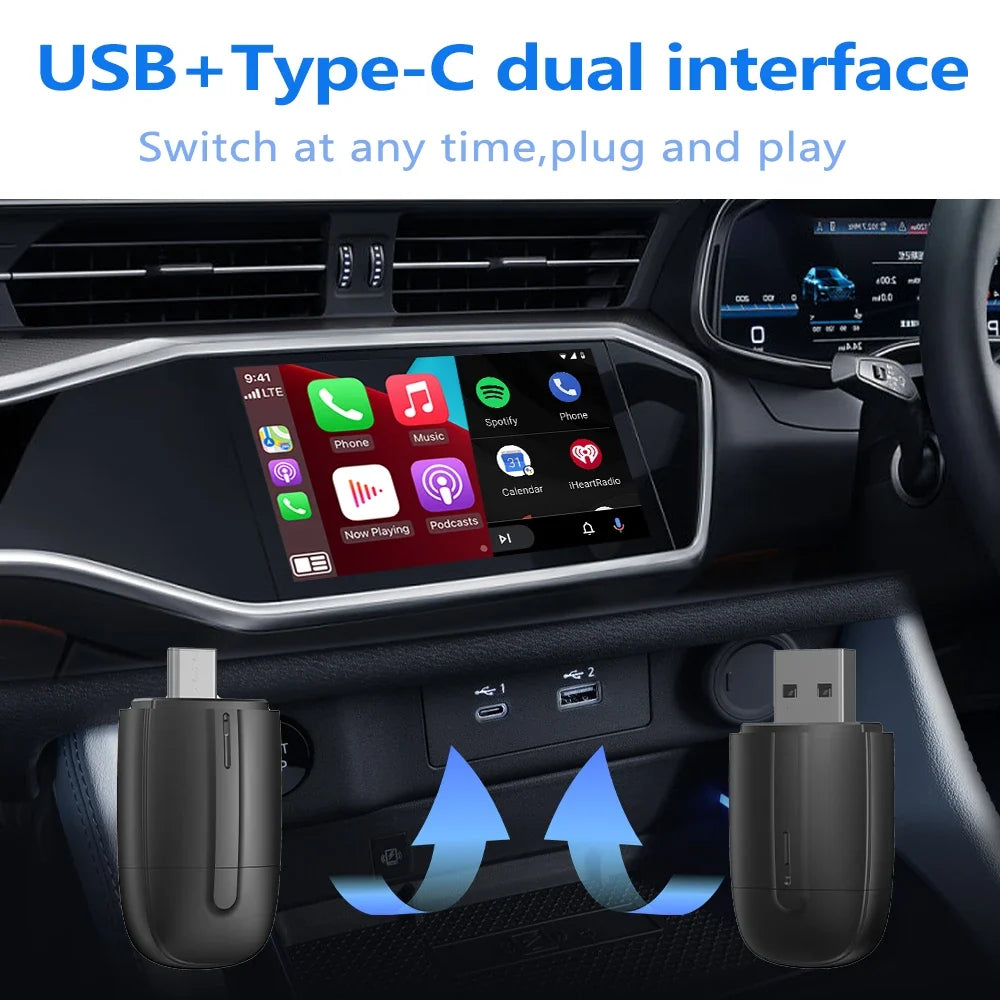Android Auto Wireless Carplay Type-c USB Bluetooth Wifi Plug and Play 2In1 Dongle For Chevrolet Citroen Buick Cadillac Chery VW - GigaDeals