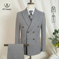 ST Cassy dark blue Elegant Man Suit 2 Pcs Set Modern Wedding Party Suits for Men Stylish Business office suit - Maliame Store