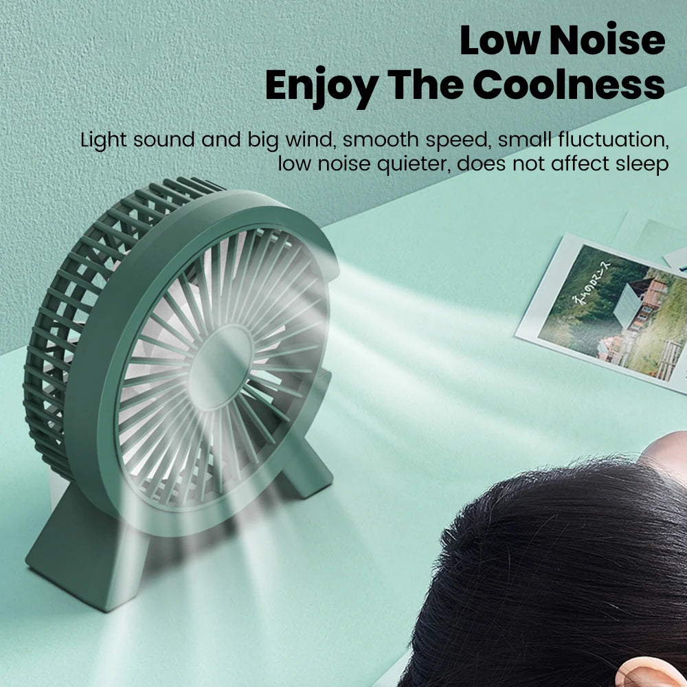 Mini Ventilateur USB Portable – Bureau, Dortoir, Étudiant (Rose, Vert, Blanc)