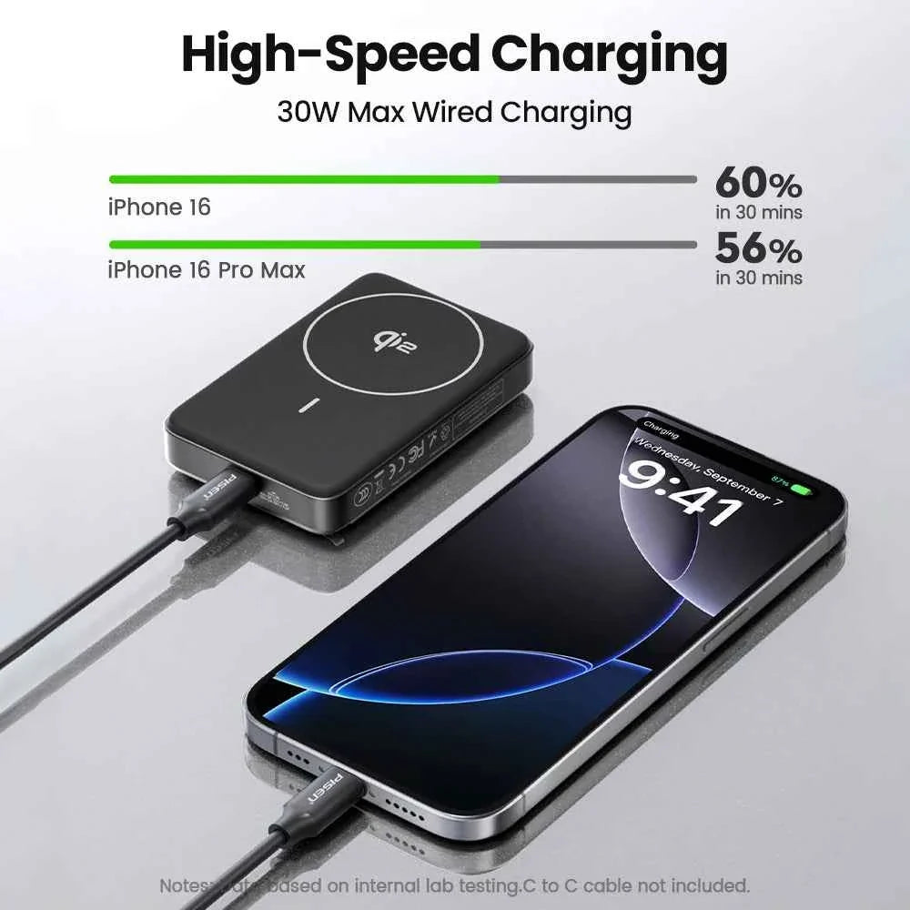 PISEN PD 30W Qi2 15W Wireless Magnetic Power Bank 10000mAh With Stand Fast Charging CCC Powerbank For MagSafe iPhone 17 16 15 14 - Maliame Store