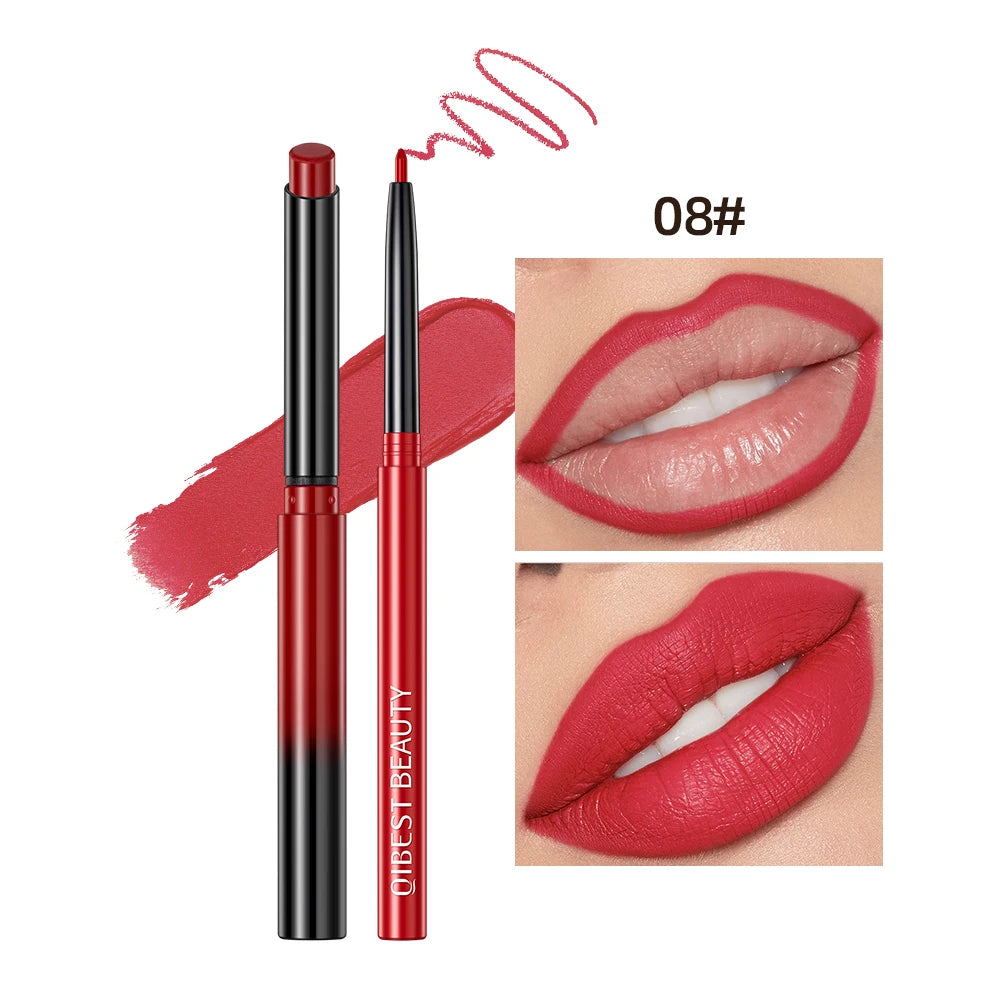 QIBEST Matte Nude Lipstick Pen Long Lasting Lipliner Lip Pencil Waterproof Lip Liner Contour Sexy Red Lip Makeup Set For Women - Maliame Store