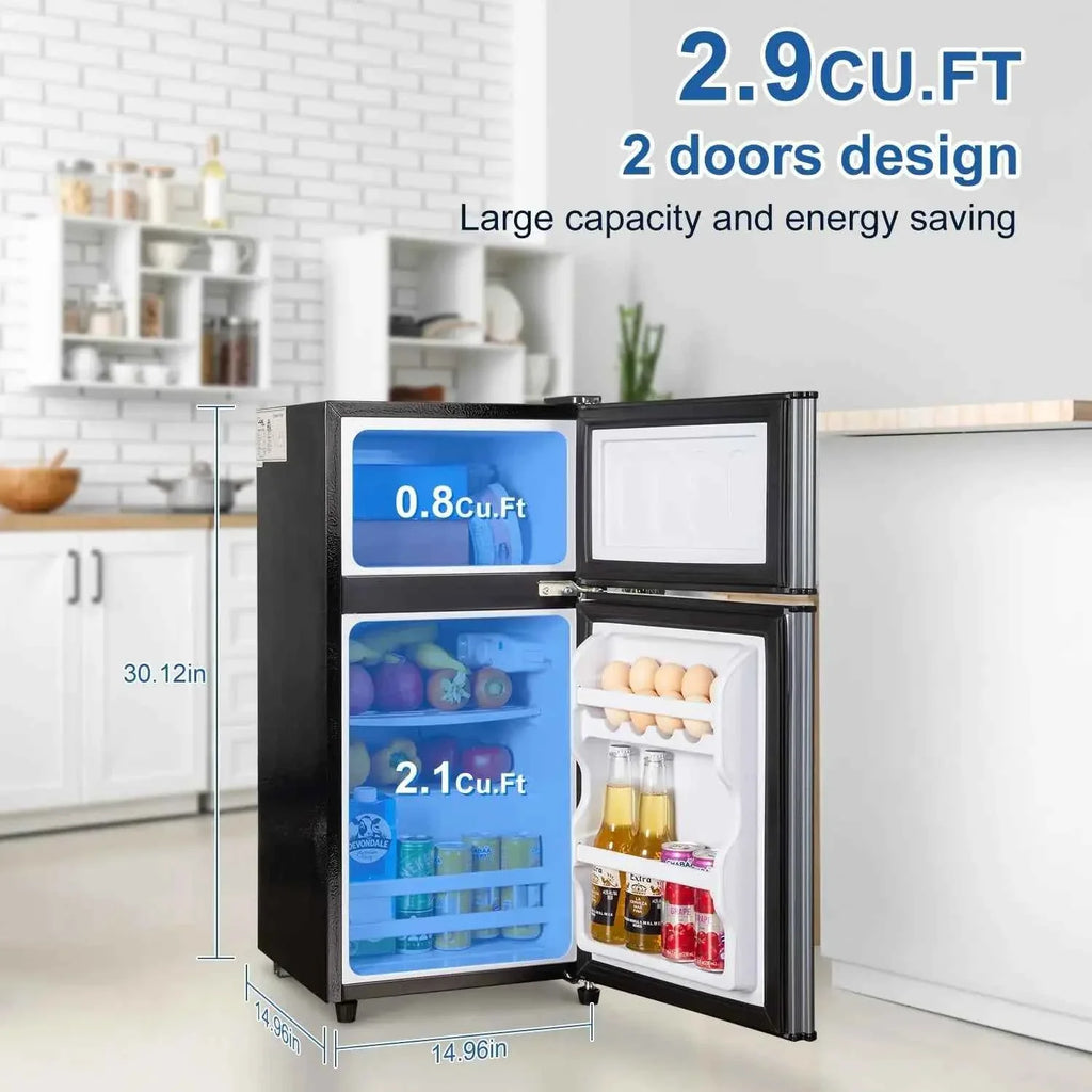 Mini Fridge with Freezer, 2.9 Cu.Ft Small Fridge, Energy Saving, Low Noise,7 Adjustable Thermostat, Double Door Refrigerator - Maliame Store