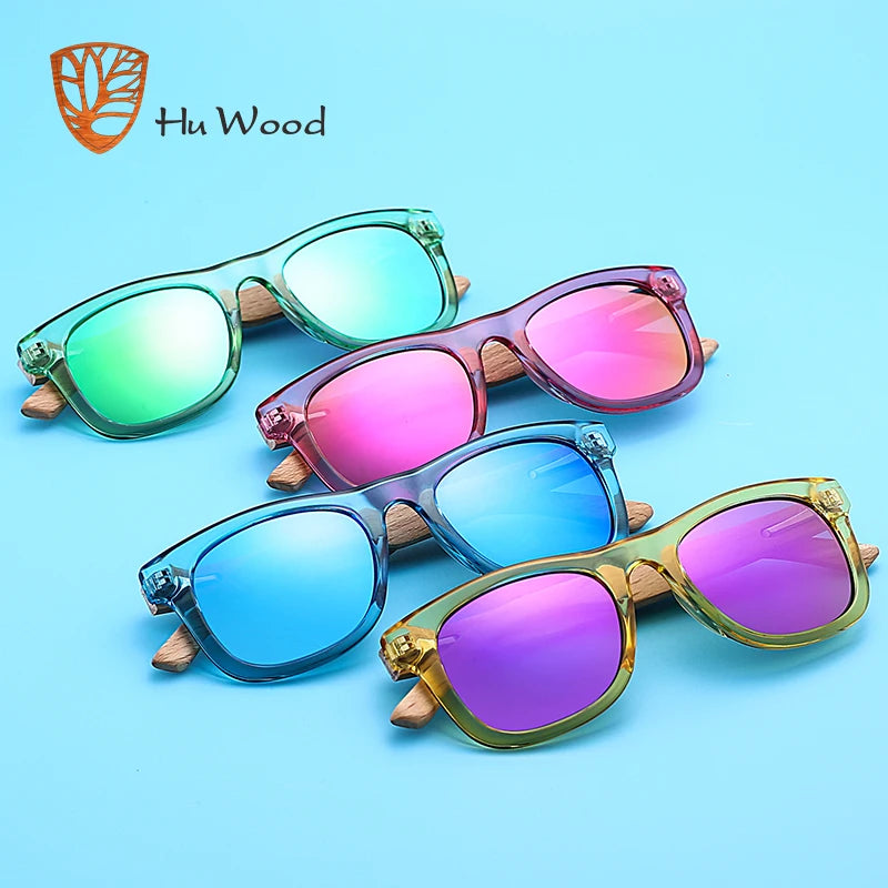 HU WOOD Brand Design Kids Children Sunglasses Multi-color Frame Wooden Sun Glasses For Child Boys Girls Sunglasses Baby GR1001 - Maliame Store
