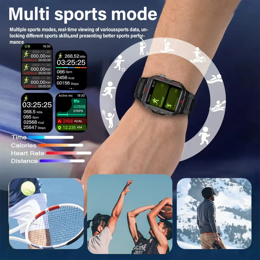 Montre Connectée Homme LAXASFIT – Torche LED, Sport, Suivi Santé, Bluetooth 5.2