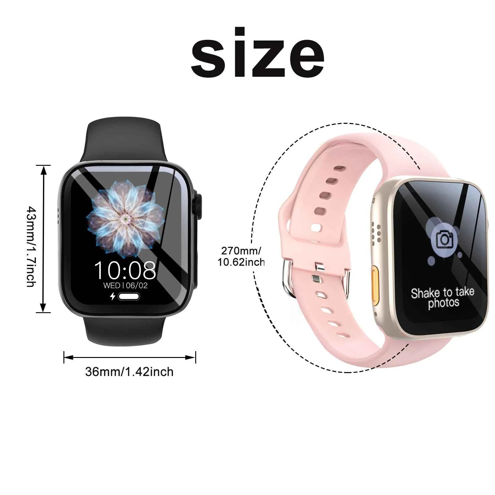 Smart Watch with1.68-Inch HD Display – Wireless Calling/Dialing, Alarm/Message Notifications, Fitness Tracking, Music Control.