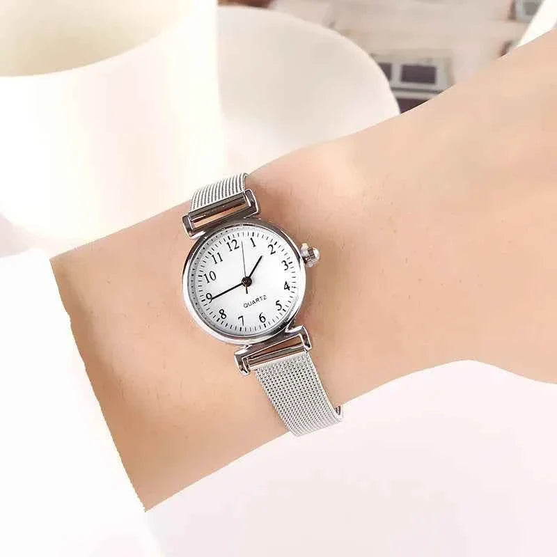 Fashion Watches for Women Female Watches Clock Luxury Wrist Watch White Stainless Steel Band Classic Quartz Watches Daily Gifts - Maliame Store