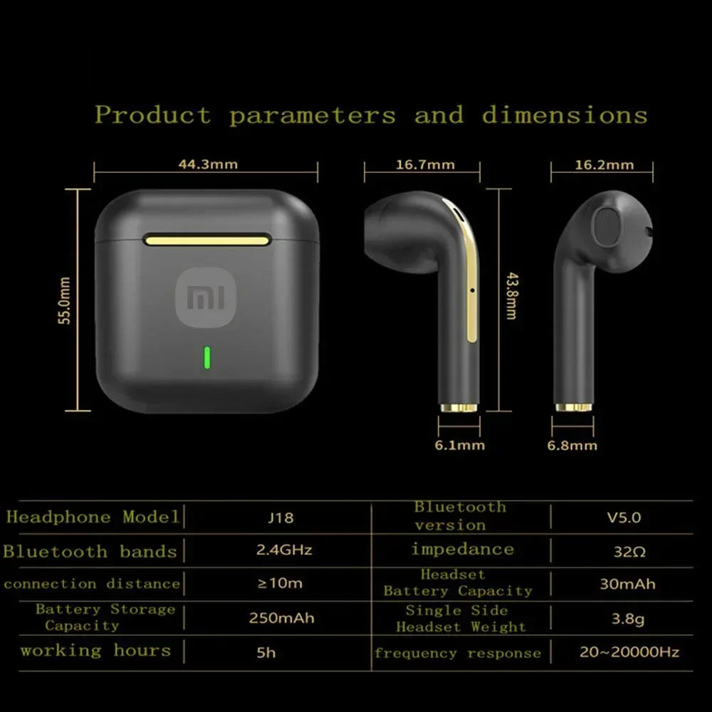 XIAOMI J18 True Wireless Earphone Noise Cancelling Headphone HiFI Stereo Game With Micr ﻿TWS In Ear Earbuds Waterproof Headset - Maliame Store