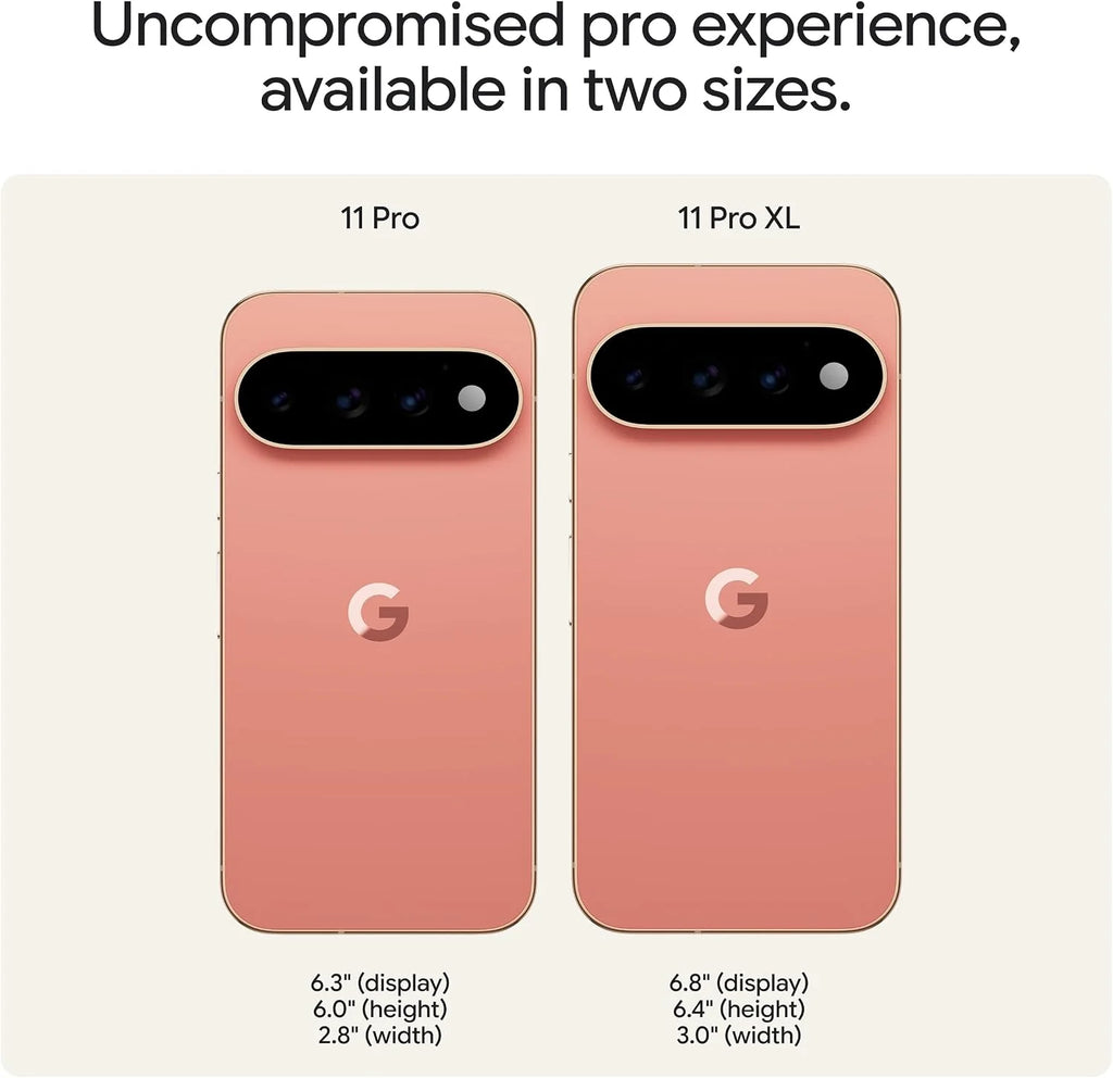 Google Pixel 11 Pro XL 5G – Tensor G6 | Écran Super Actua 6,8" | Jusqu’à 16 Go RAM | 256 Go/512 Go/1 To | Android 17