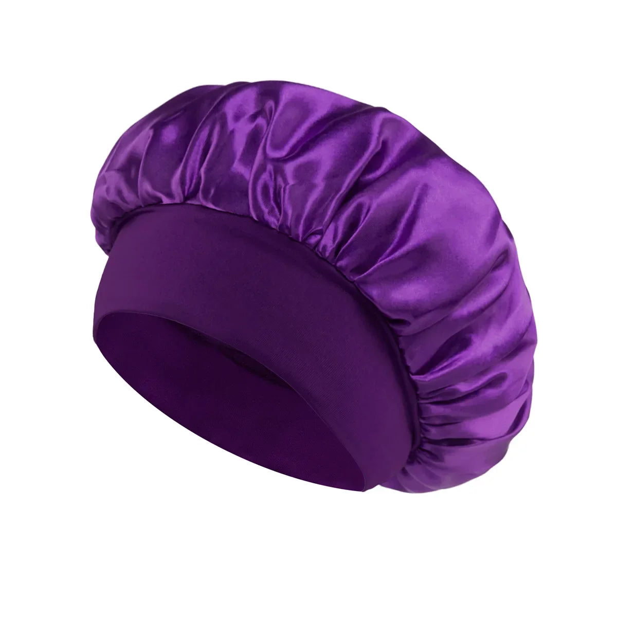 Women Satin Bonnet Hair Bonnet for Sleeping Hair Care Silk Bonnets Solid Wide-brimmed Sleeping Hat with Elastic Soft Band - Maliame Store
