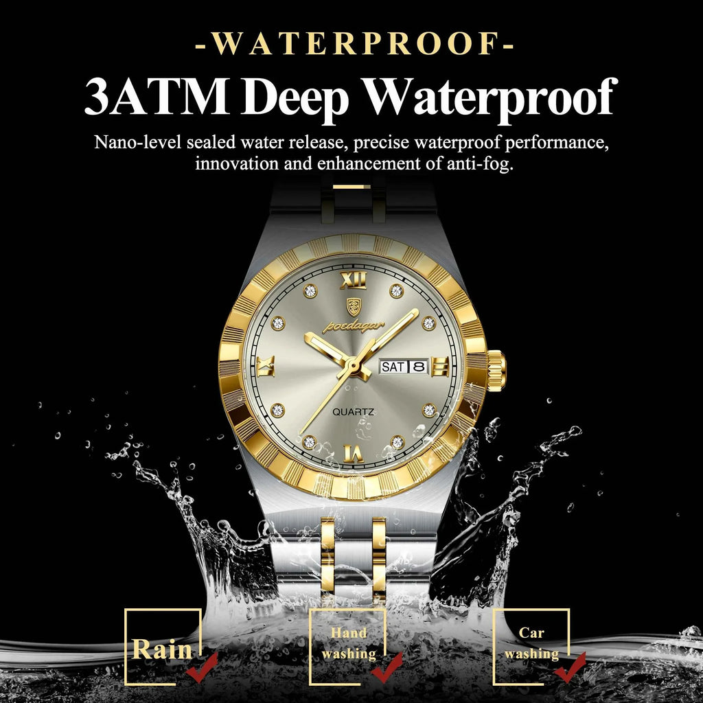 POEDAGAR Luxury Original Ladies Watch Luminous Waterproof Week Date Woman Wristwatch Stainless Steel Women Quartz Watches Female - Maliame Store