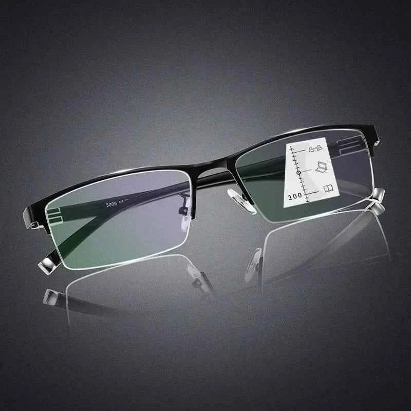 Progressive Photochromic Multifocal Glasses for Men - Fashion Color Changing Prescription +1.5 Diopter for Business and Everyday Use - Maliame Store