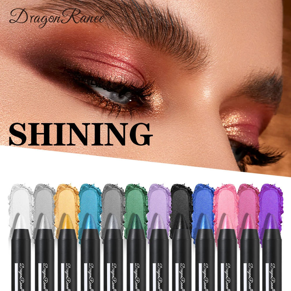 Smoky Dark Green Eyeshadow Pencil Stick Waterproof Pearlescent 12 Colors Metallic Glitter Eye Shadow Highlighter Pen Makeup Tool - Maliame Store