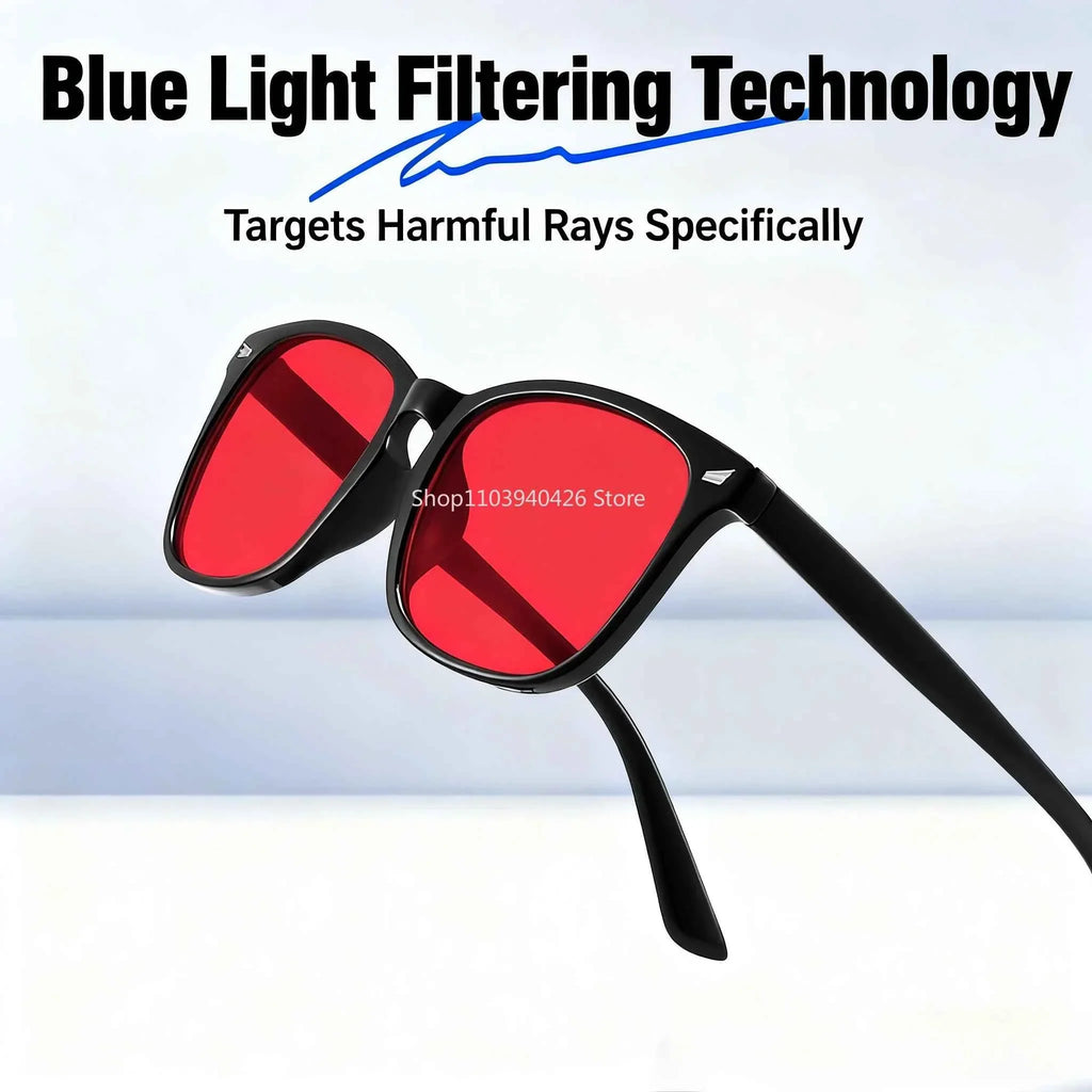 Blue Light Glasses Men Sleep Glasses For Blue Light Blocking Red Lens For Computer Gaming Reduce Eyestrain Bluelight Glasses - Maliame Store