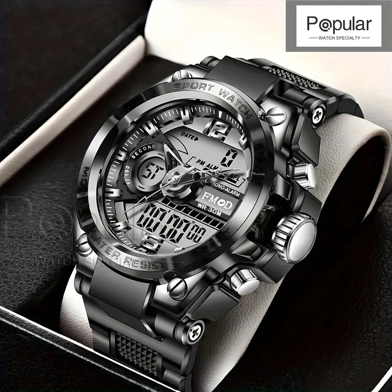 Montre-bracelet militaire numérique en acier pour homme, à quartz LED, style sport, grande taille, pour homme, Relogios Masculino 