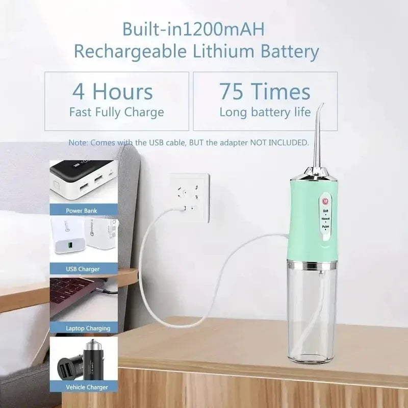 Portable Smart Electric Oral Irrigator Water Flosser 4 Jets 3 Modes Rechargeable Dental Water Jet Irrigator Dental Teeth Cleaner - Maliame Store