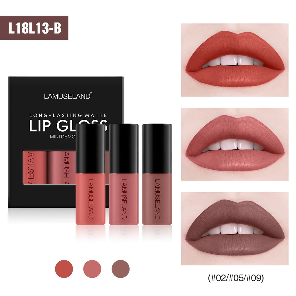 Mini 12 Colors Liquid Lip Gloss Waterproof Non-stick 24 Hours Long Lasting Velvet Matte Lipstick Lip Gloss Cosmetic Makeup Care - Maliame Store