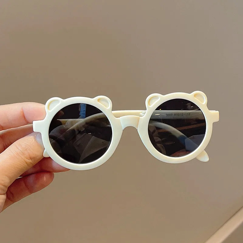 Cute Bear Ear Kids Sunglasses Fashion Foldable Outdoor Boy Girl Anti-UV Eyeglasses Cartoon Funny Glasses Kids Photography Props - Maliame Store