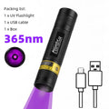 365nm Mini UV Led Blacklight Flashlight Usb Rechargeable Nail lamp Pet Stain Leakage Marker Ore Money Scorpion Detection lights - Maliame Store