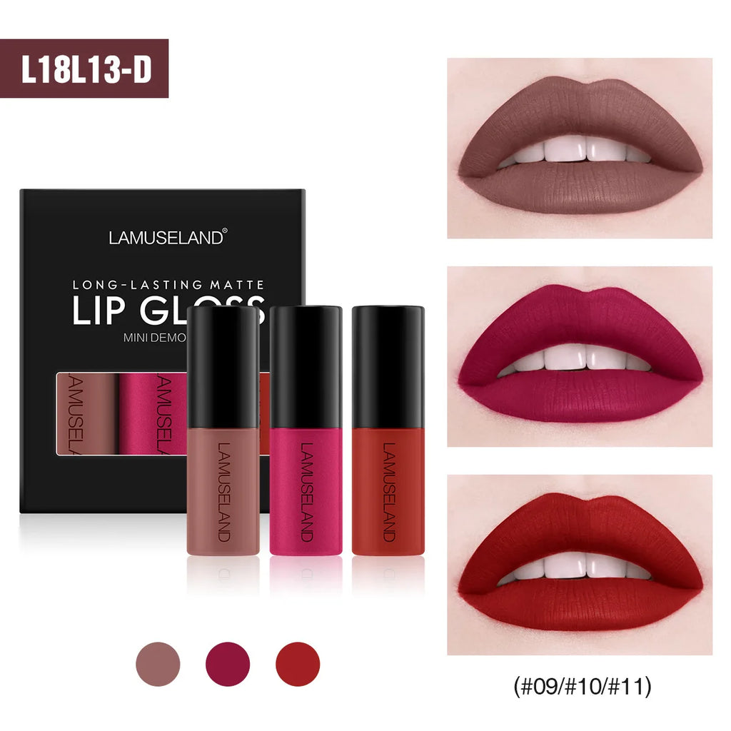 Mini 12 Colors Liquid Lip Gloss Waterproof Non-stick 24 Hours Long Lasting Velvet Matte Lipstick Lip Gloss Cosmetic Makeup Care - Maliame Store